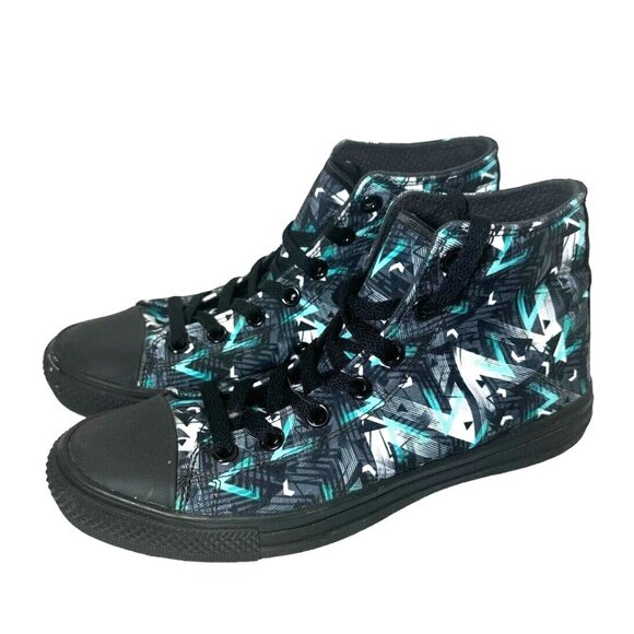 RAAD Aqua Pattern High Top Sneakers Graffiti Retro 6.5M 8W Athletic Shoe Skater - Picture 3 of 11